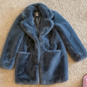 Apparis Plush Blue Faux Fur Coat
